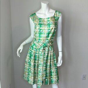 kate spade Abstract Green and Cream Midi Dress